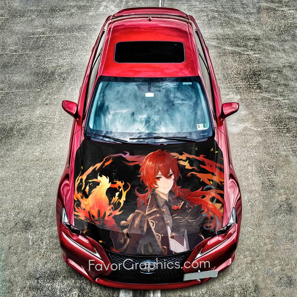 Diluc Genshin Impact Itasha Car Vinyl Hood Wrap Decal Sticker