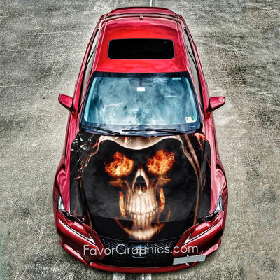 Skull Itasha Car Vinyl Hood Wrap Decal Sticker