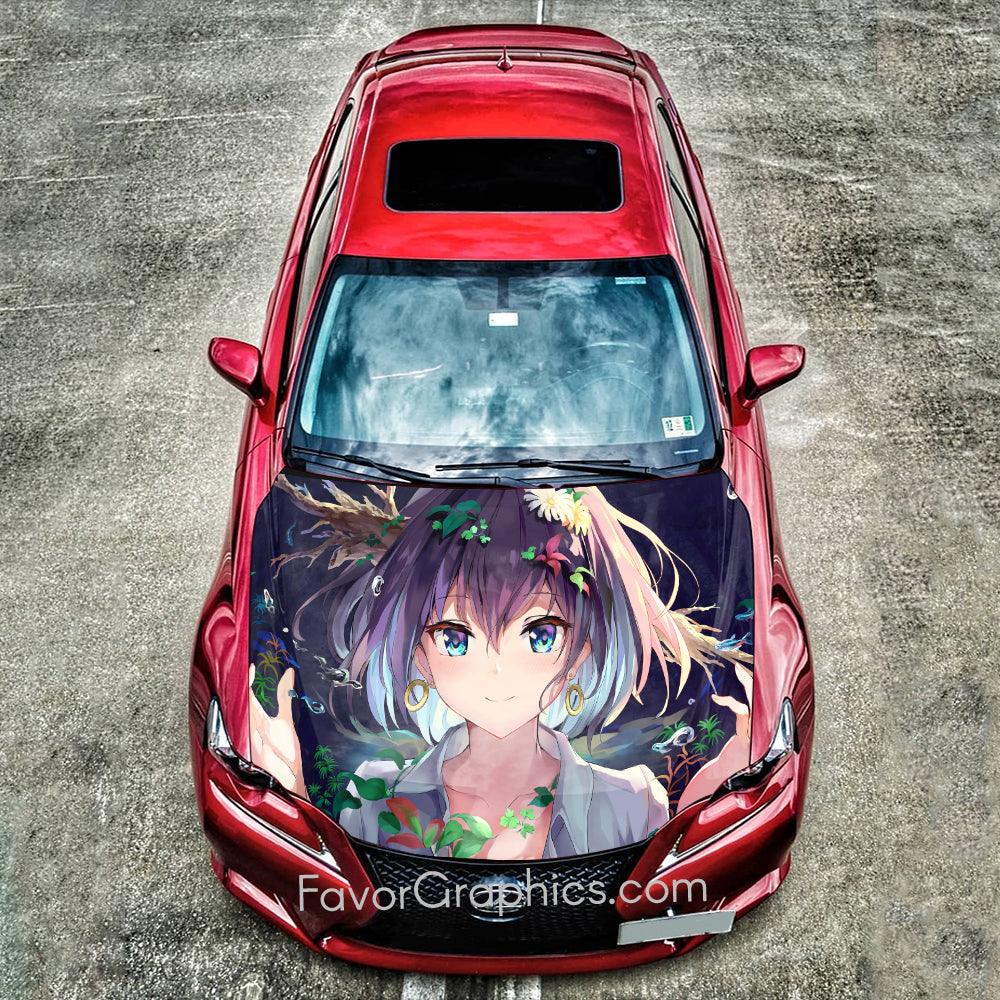 Cute Anime Girl Itasha Car Vinyl Hood Wrap Decal Sticker