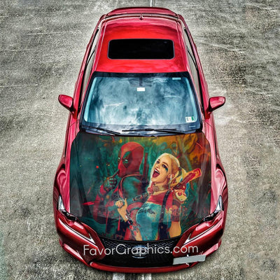 Deadpool Harley Quinn Itasha Car Vinyl Hood Wrap Decal Sticker