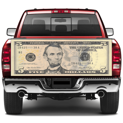 Tailgate Wraps For Trucks Wrap Vinyl Car Decals 5 U.S. dollar banknote, Abraham Lincoln SUV Car Sticker