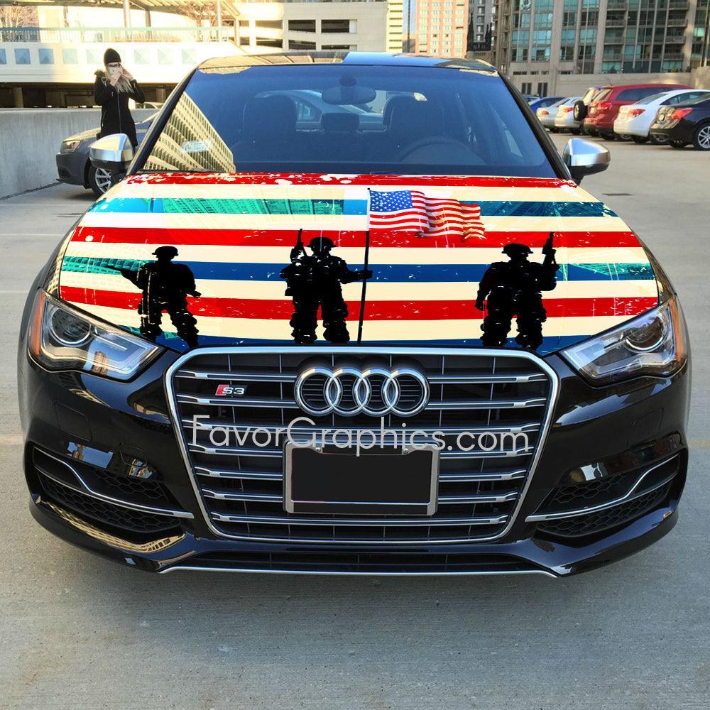 American Flag Military Car Hood Wrap Vinyl Decal High Quality Graphic ...