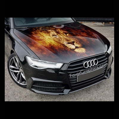Lion Strike Car Hood Wrap Full Color Vinyl Sticker Decal Fit Any Auto Car