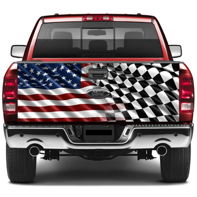 American Flag Tailgate Wrap Checkered Racing Flag Wraps For Trucks Wrap Vinyl Car Decals SUV Sticker
