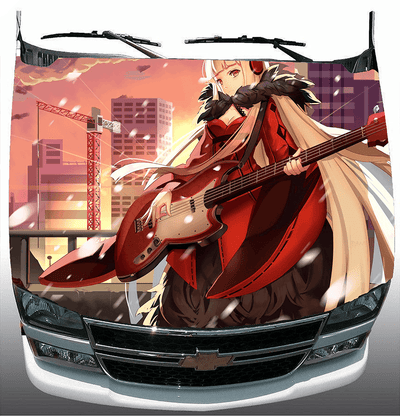 Girl, Girl with Guitar Car Hood Vinyl Decal High Quality Graphic