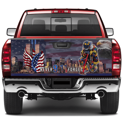 American Flag Tailgate Wrap Never Forget September 11th, For Trucks Vinyl Car Decals SUV Sticker