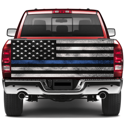 Police Flag Distressed Tailgate Decal Wraps For Trucks Wrap Vinyl Car Decals SUV Sticker