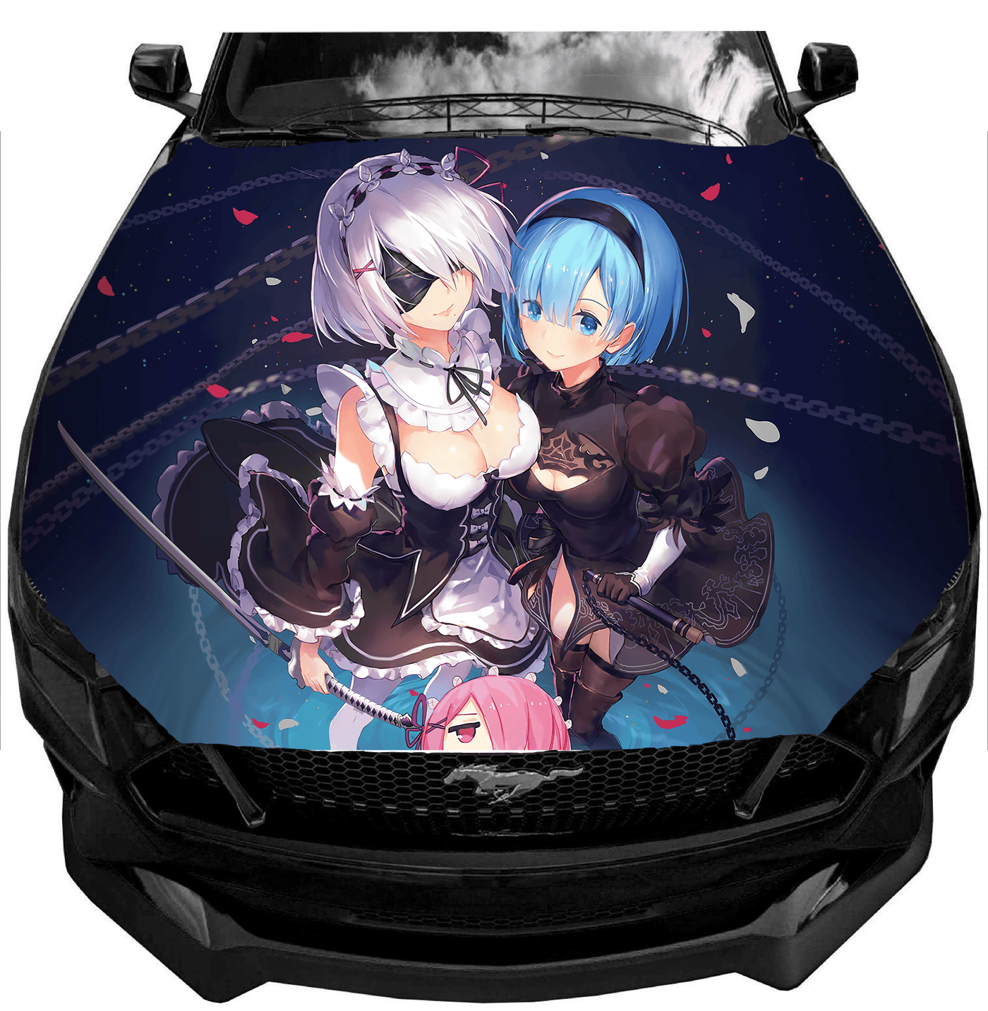 REM AND RAM Car Hood Vinyl Decal High Quality Graphic