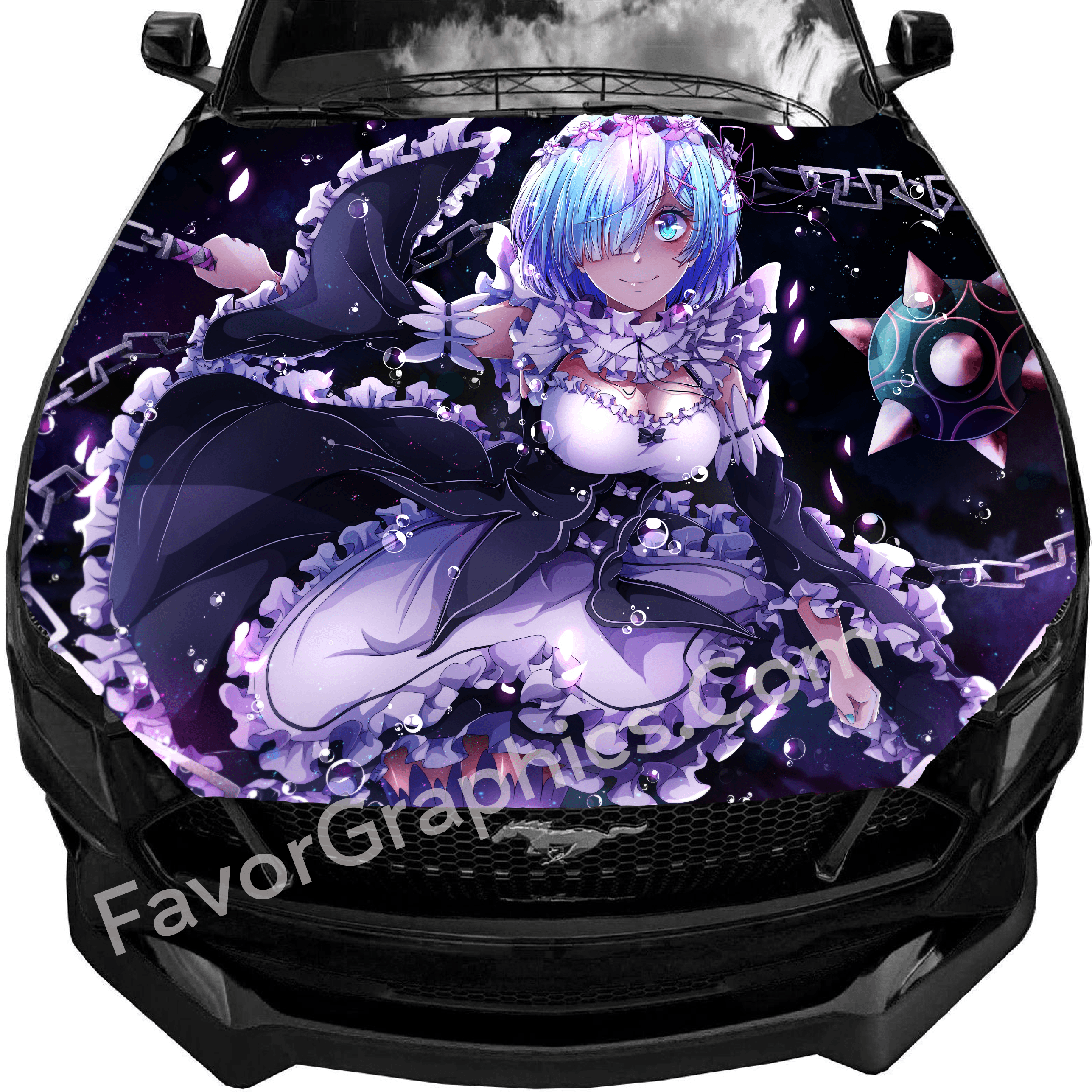 Rem Re Zero Car Vinyl Hood Wrap High Quality Graphic – Favor Graphics