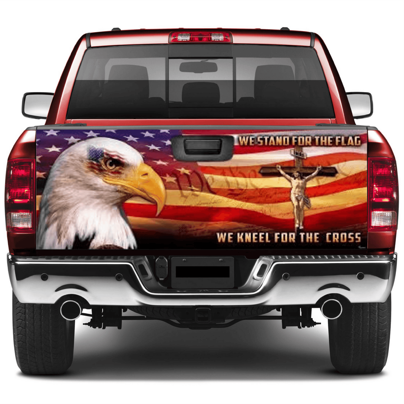 American Flag Tailgate Wrap We Stand For The Flag, We Kneel For The Cross Wraps For Trucks Wrap Vinyl Car Decals SUV Sticker