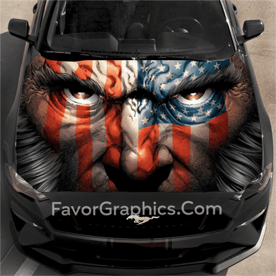 American Flag Wolverine Car Hood Wrap Vinyl Decal High Quality Graphic