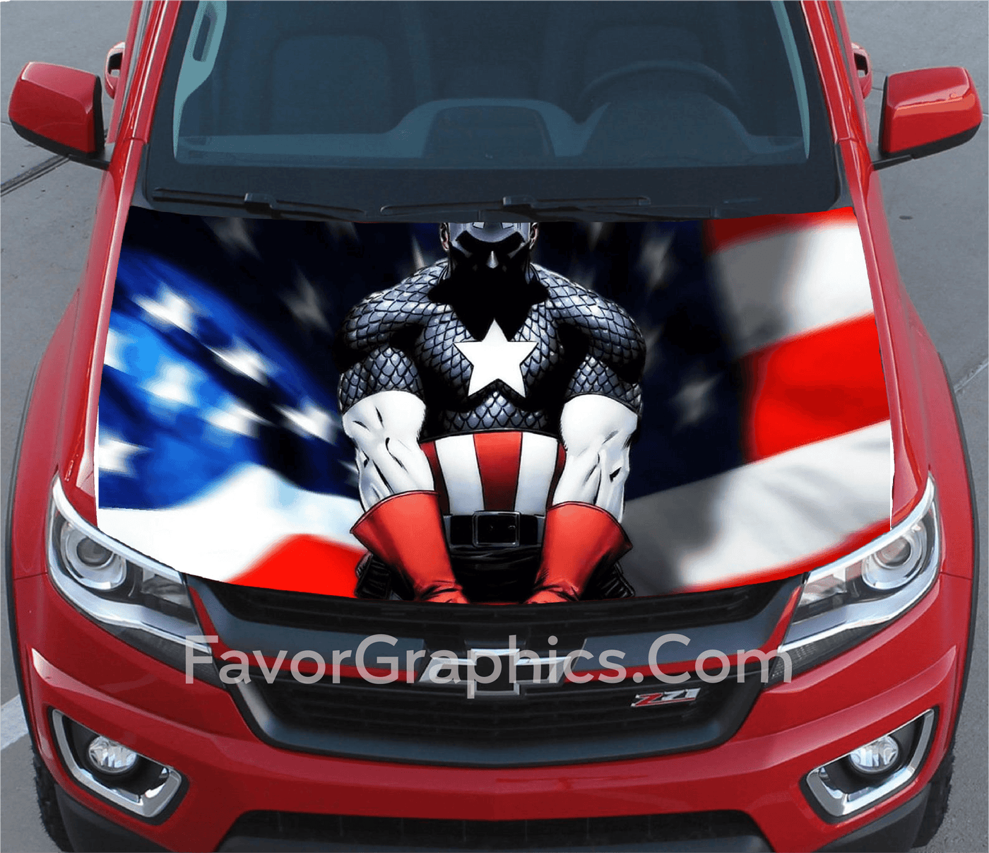 American Flag Captain America Decal Car Vinyl Hood Wrap Sticker