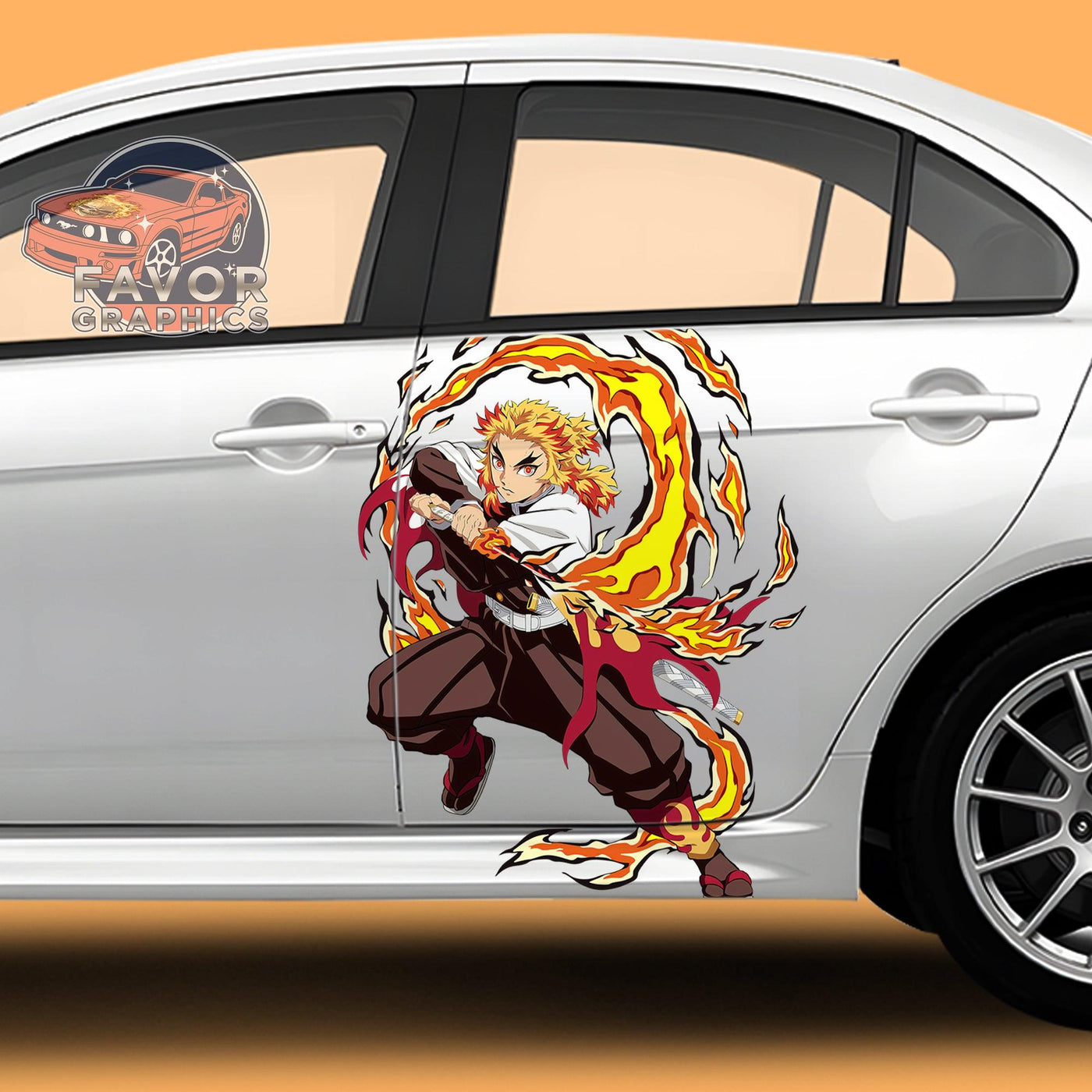 Kyojuro Rengoku Demon Slayer Car Door Decal, Vinyl Sticker