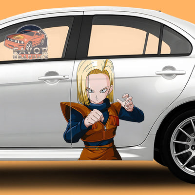 Android 18 Dragon Ball Super Itasha Car Door Decal, Vinyl Sticker