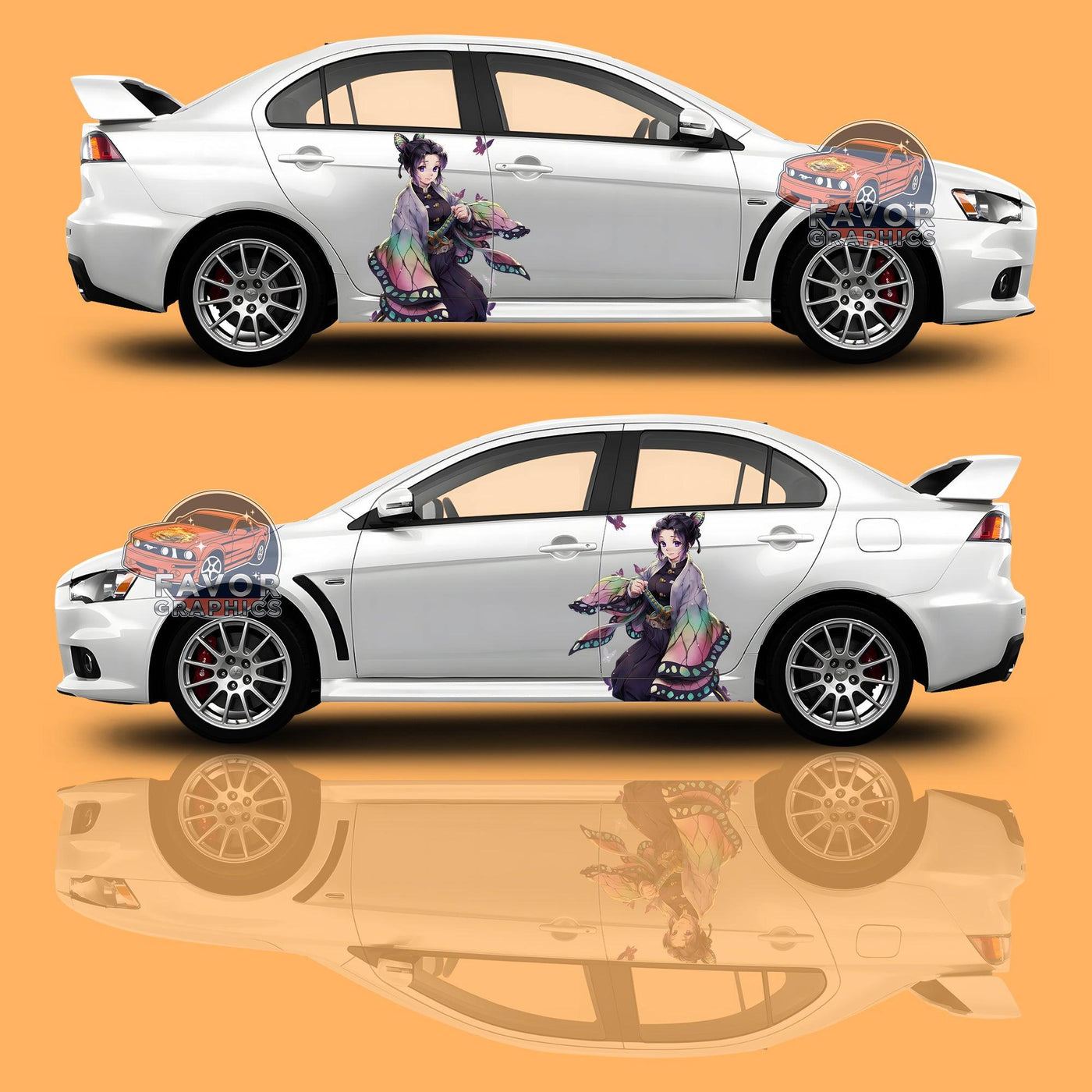 Shinobu Kocho Demon Slayer Itasha Car Door Decal, Vinyl Sticker