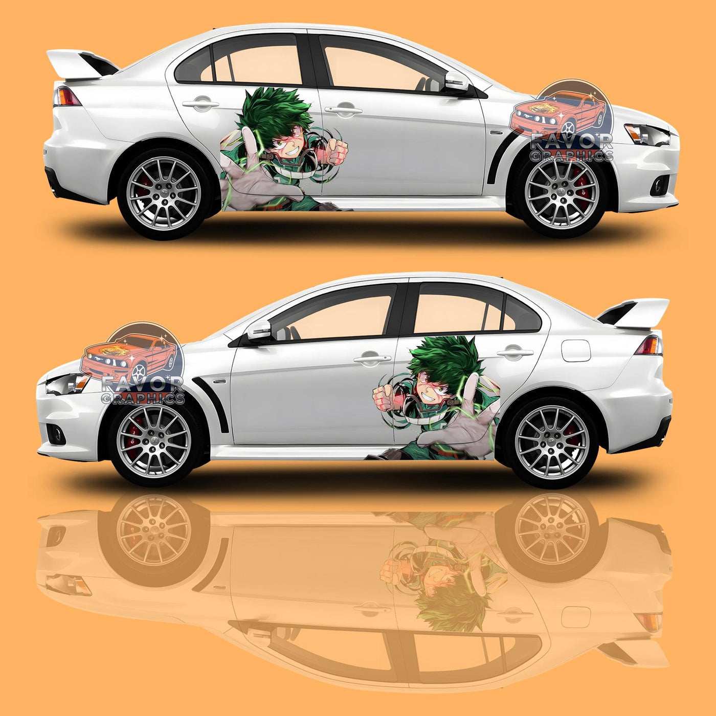 Izuku Midoriya My Hero Academia Itasha Car Door Decal, Vinyl Sticker