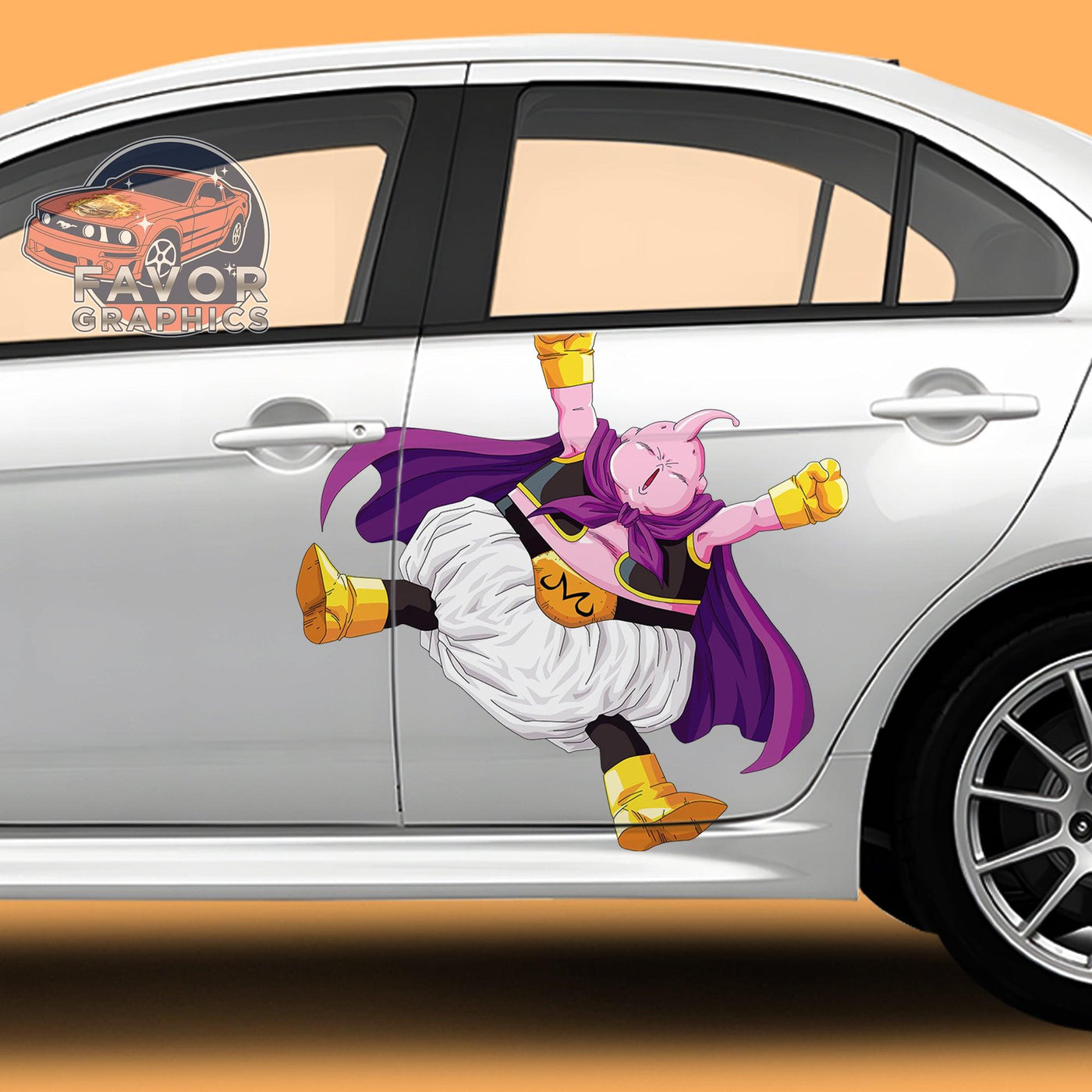 Majin Buu Dragon Ball Itasha Car Door Decal, Vinyl Sticker