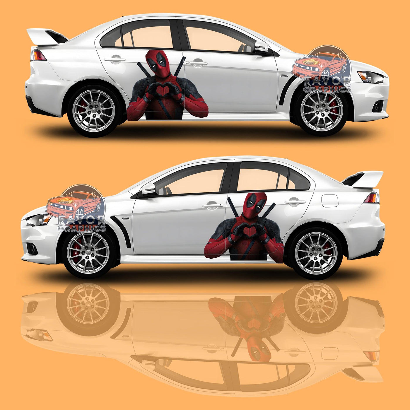 Deadpool Itasha Car Door Decal, Vinyl Sticker