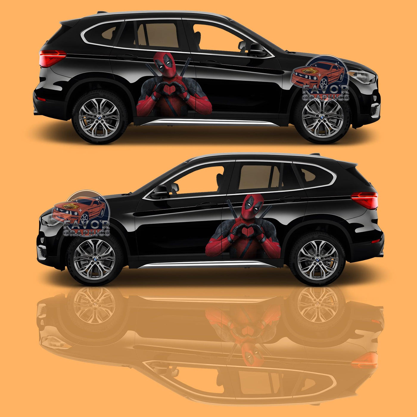 Deadpool Itasha Car Door Decal, Vinyl Sticker