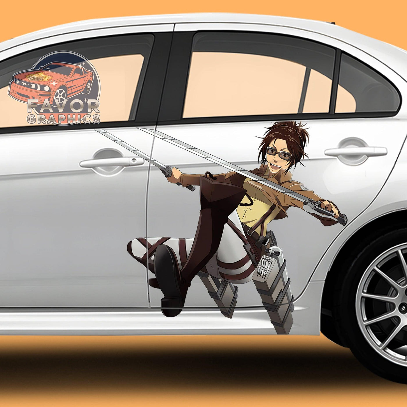 Hange Zoe Attack On Titan Itasha Car Door Decal, Vinyl Sticker