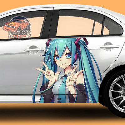 Hatsune Miku Itasha Car Door Decal, Vinyl Sticker