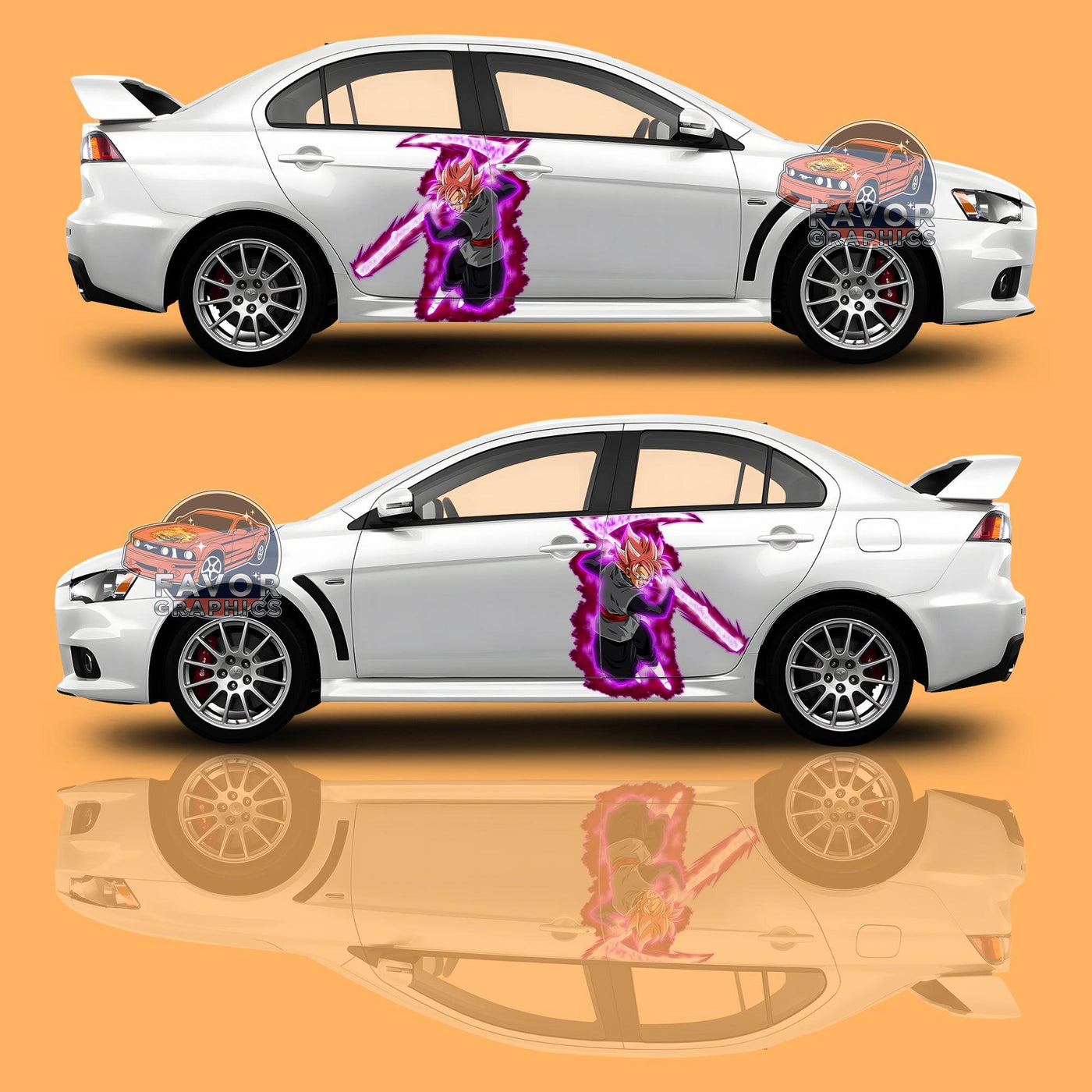 Black Goku Dragon Ball Super Itasha Car Door Decal, Vinyl Sticker