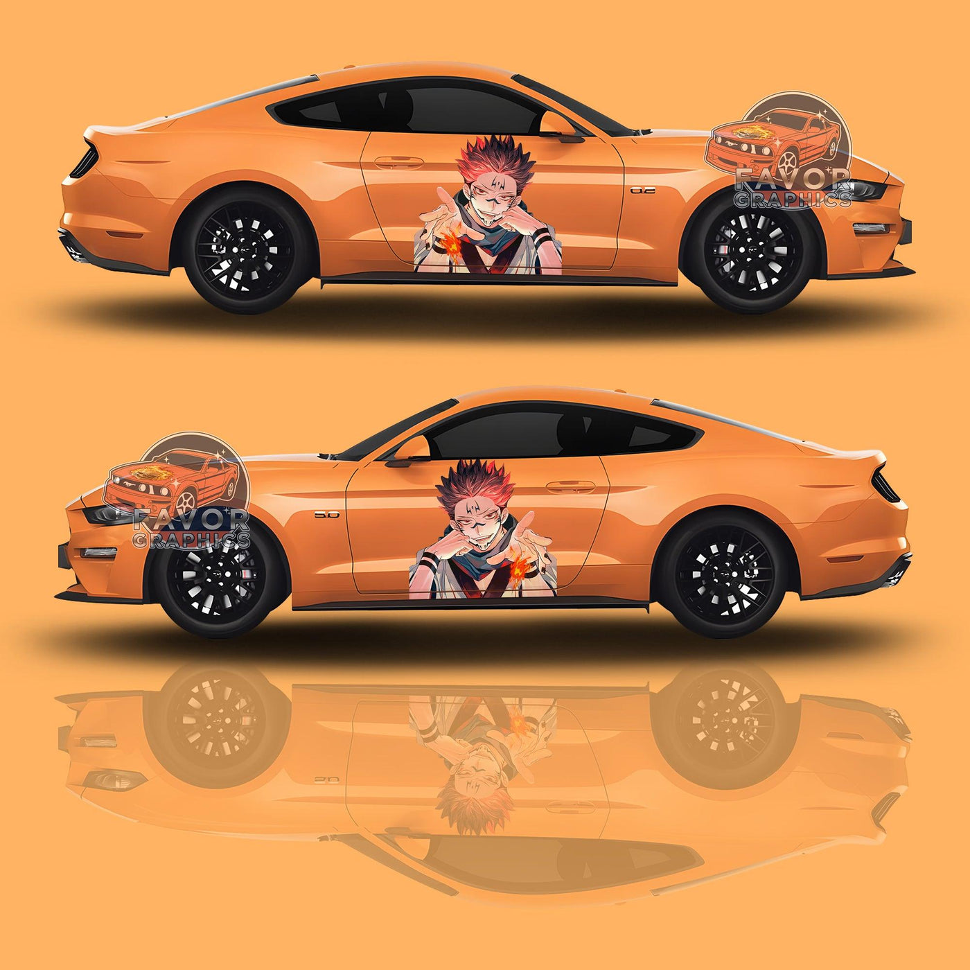 Sukuna Jujutsu Kaisen Itasha Car Door Decal, Vinyl Sticker