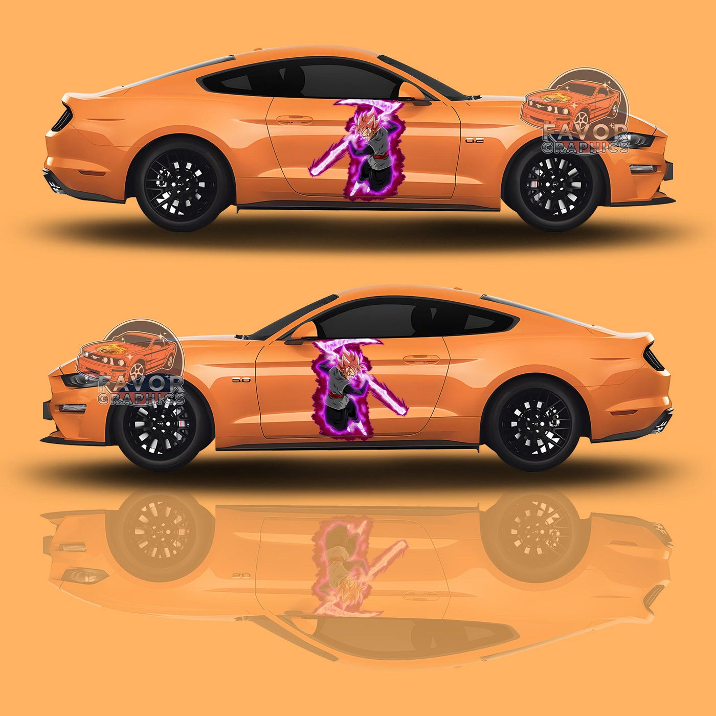 Black Goku Dragon Ball Super Itasha Car Door Decal, Vinyl Sticker