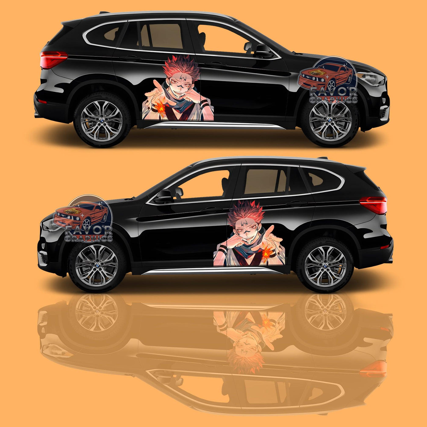 Sukuna Jujutsu Kaisen Itasha Car Door Decal, Vinyl Sticker