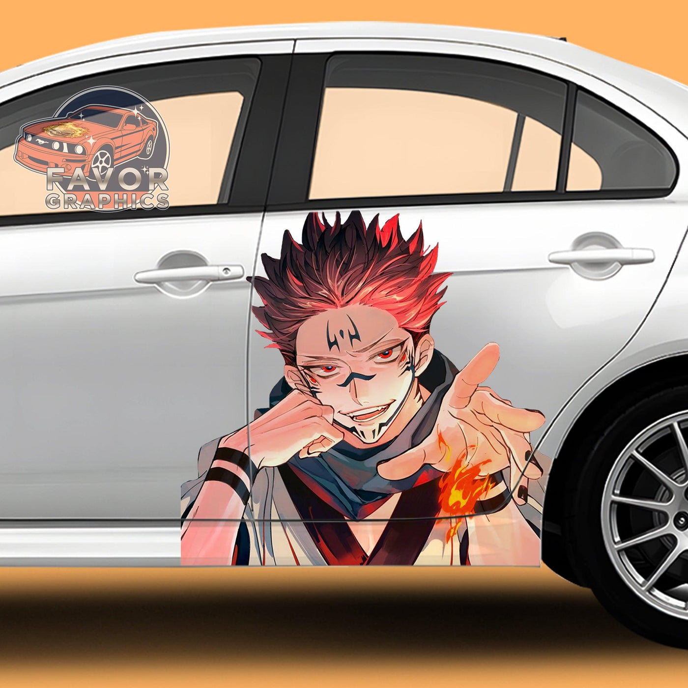 Sukuna Jujutsu Kaisen Itasha Car Door Decal, Vinyl Sticker