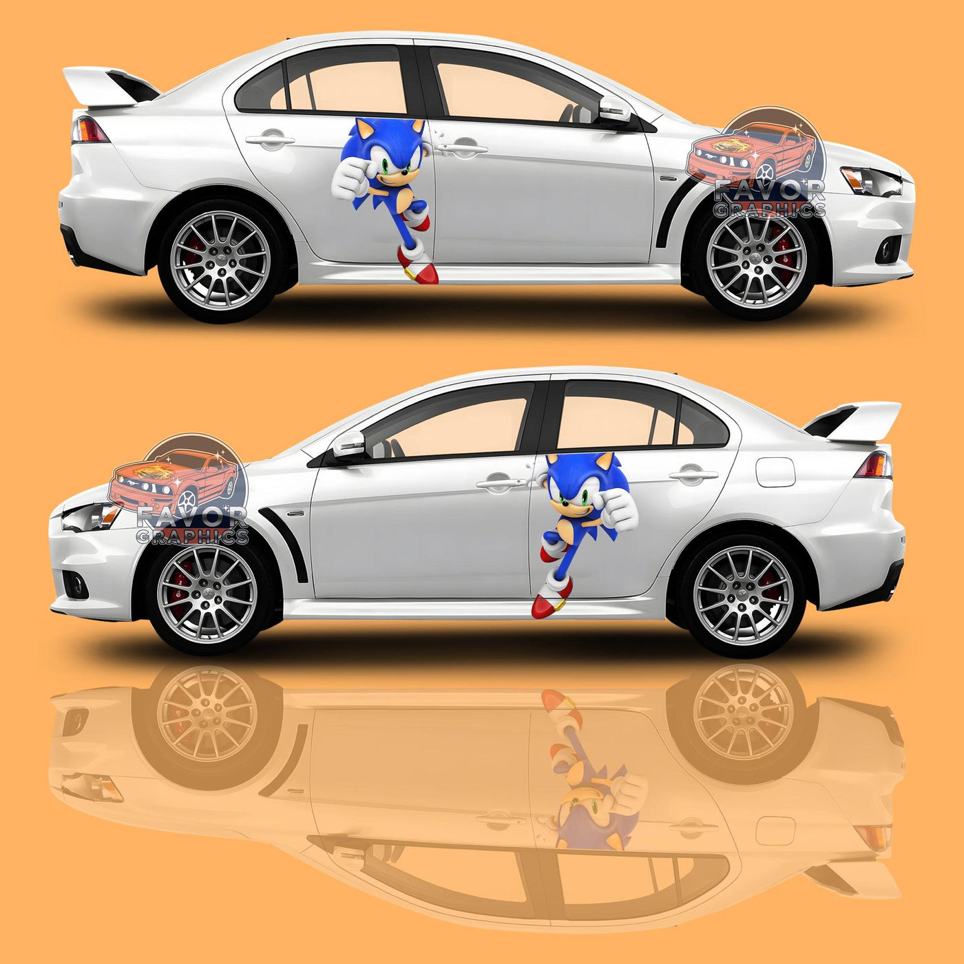 Sonic The Hedgehog Itasha Car Door Decal, Vinyl Sticker