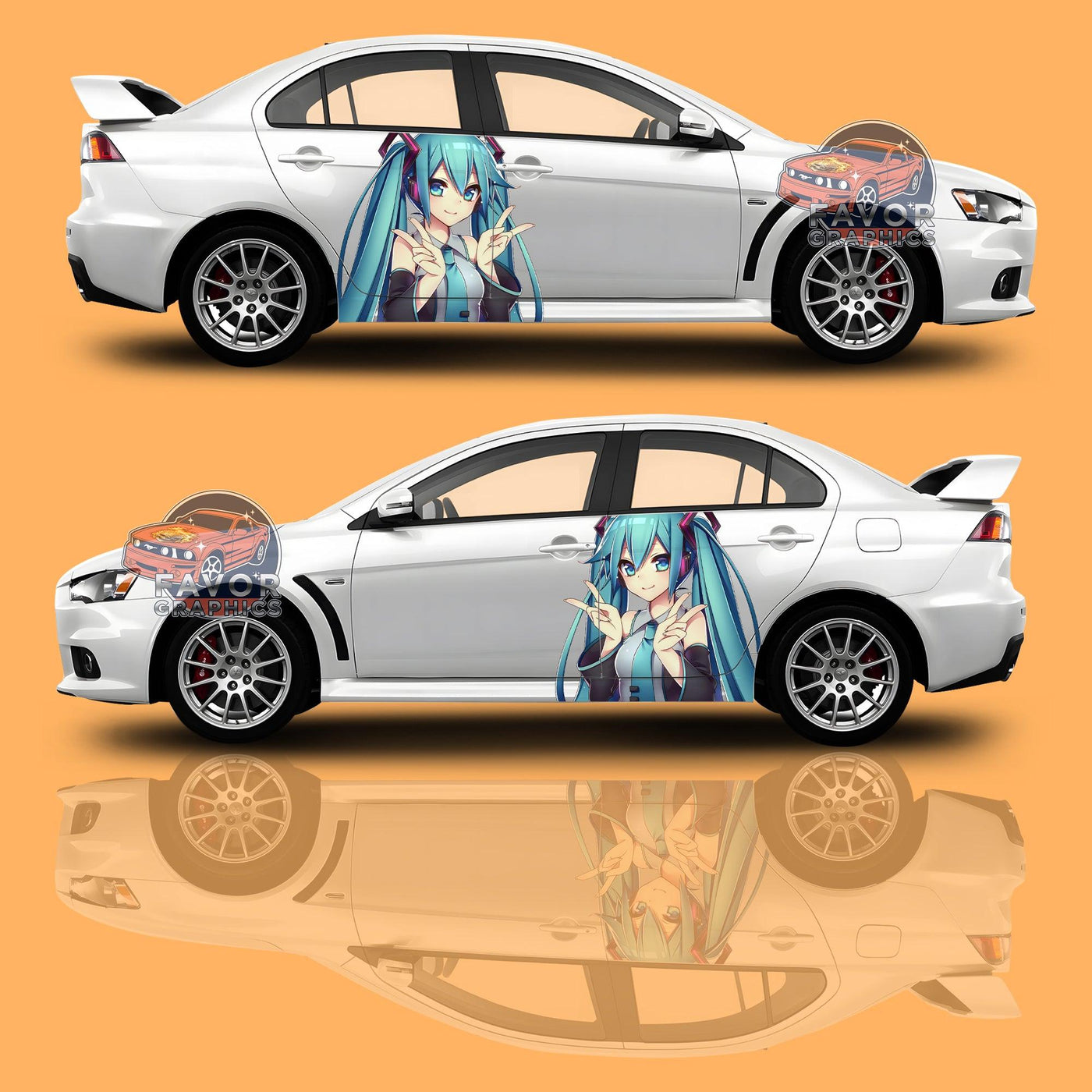 Hatsune Miku Itasha Car Door Decal, Vinyl Sticker