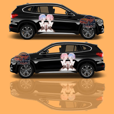 Rem and Ram Itasha Car Door Decal, Vinyl Sticker