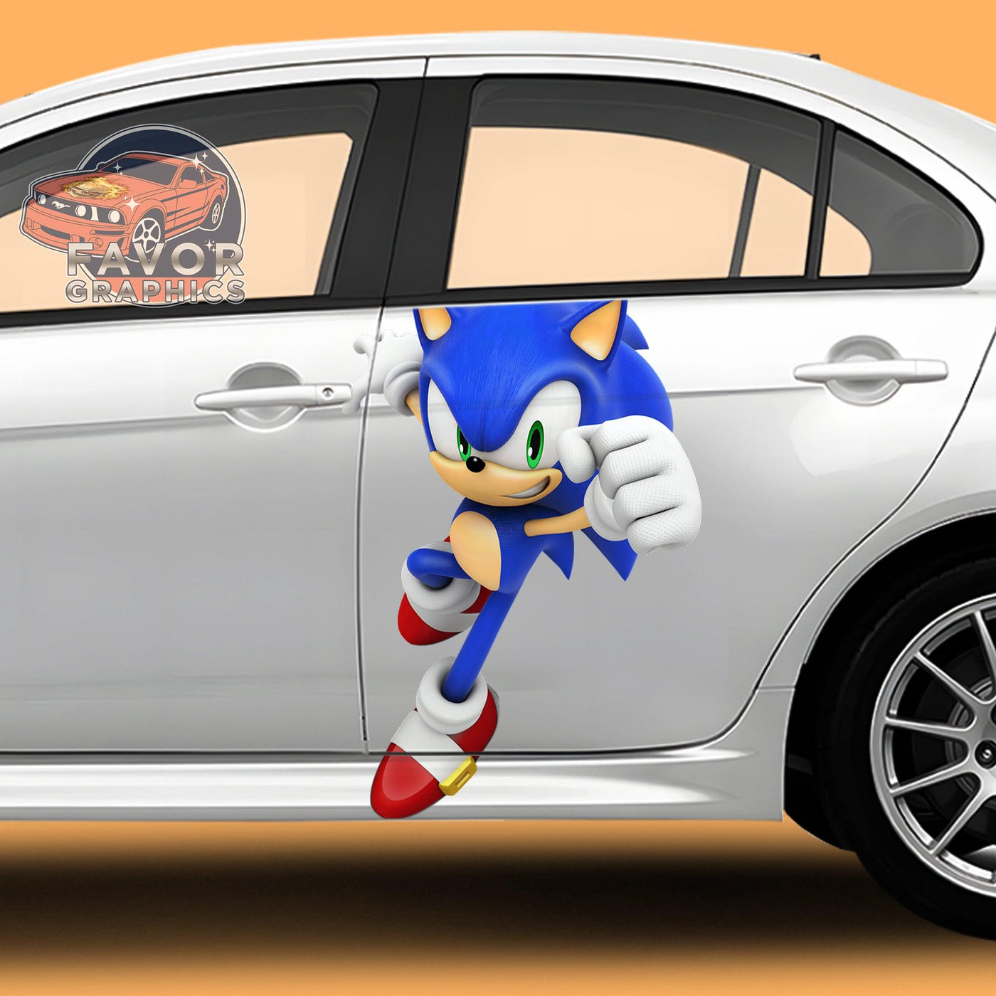 Sonic The Hedgehog Itasha Car Door Decal, Vinyl Sticker