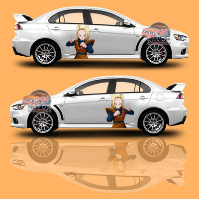 Android 18 Dragon Ball Super Itasha Car Door Decal, Vinyl Sticker