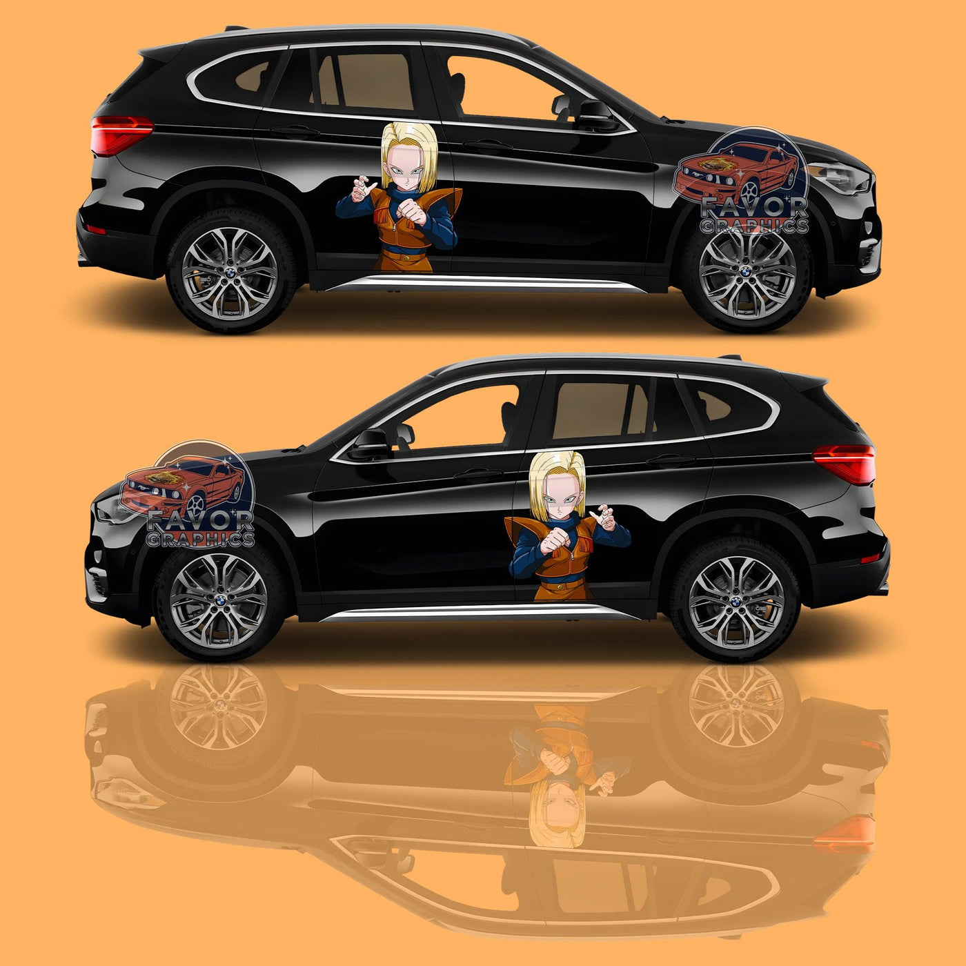 Android 18 Dragon Ball Super Itasha Car Door Decal, Vinyl Sticker