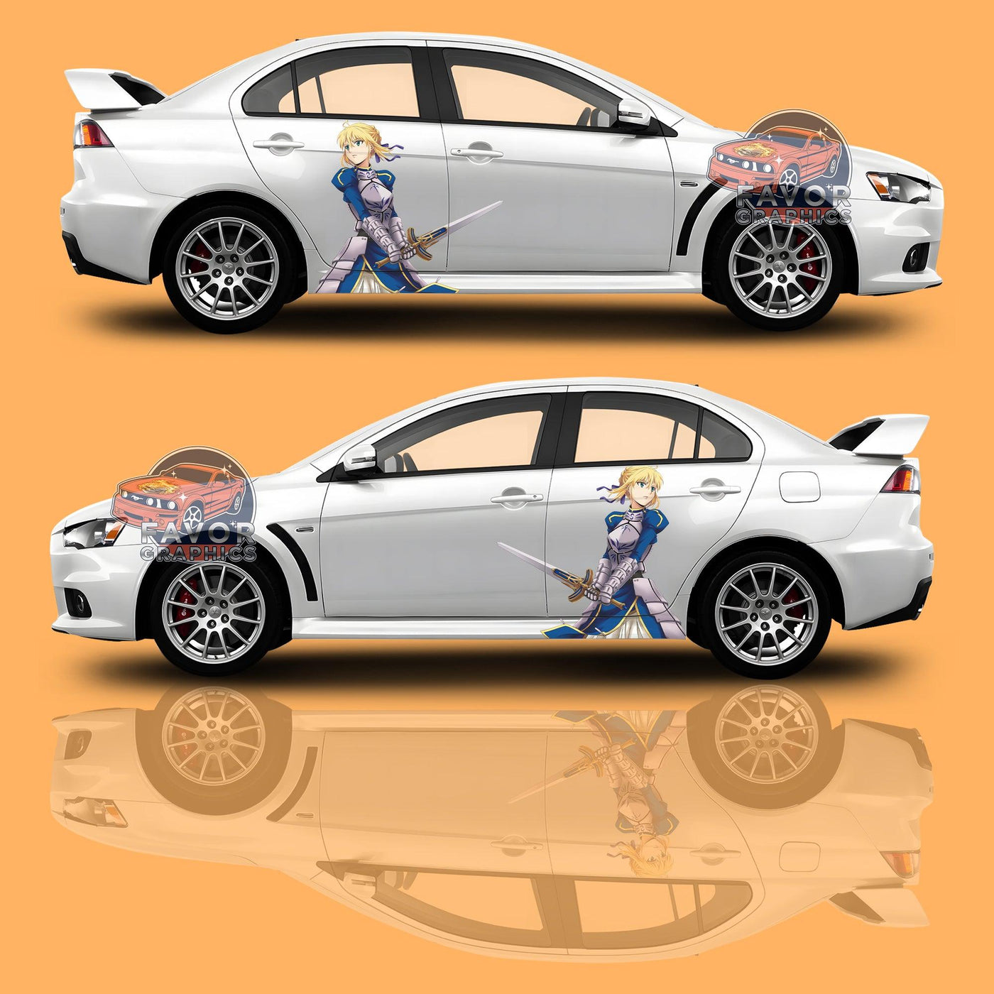 Saber (Fate/stay night) Itasha Car Door Decal, Vinyl Sticker