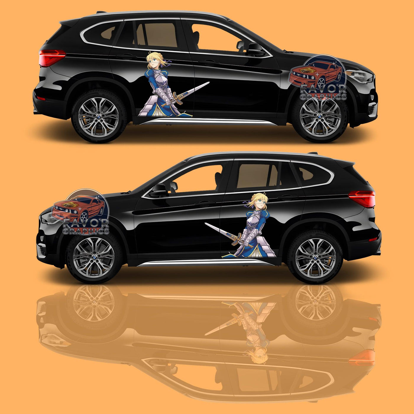 Saber (Fate/stay night) Itasha Car Door Decal, Vinyl Sticker