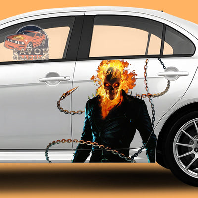 Ghost Rider Itasha Car Door Decal, Vinyl Sticker