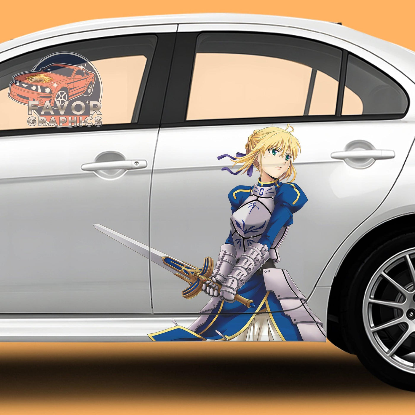 Saber (Fate/stay night) Itasha Car Door Decal, Vinyl Sticker