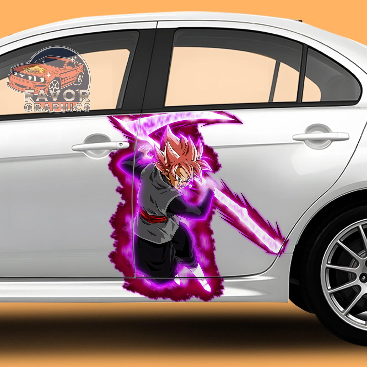 Black Goku Dragon Ball Super Itasha Car Door Decal, Vinyl Sticker