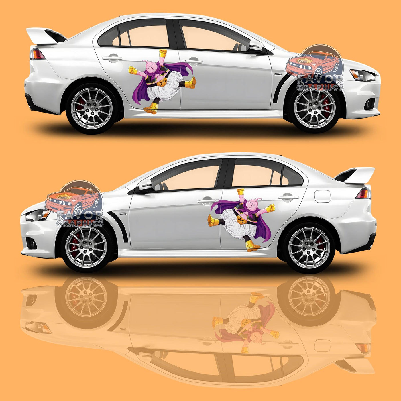 Majin Buu Dragon Ball Itasha Car Door Decal, Vinyl Sticker